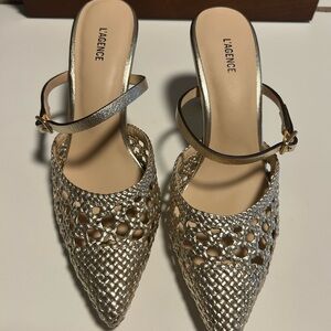 L'AGENCE Metallic Woven Heels